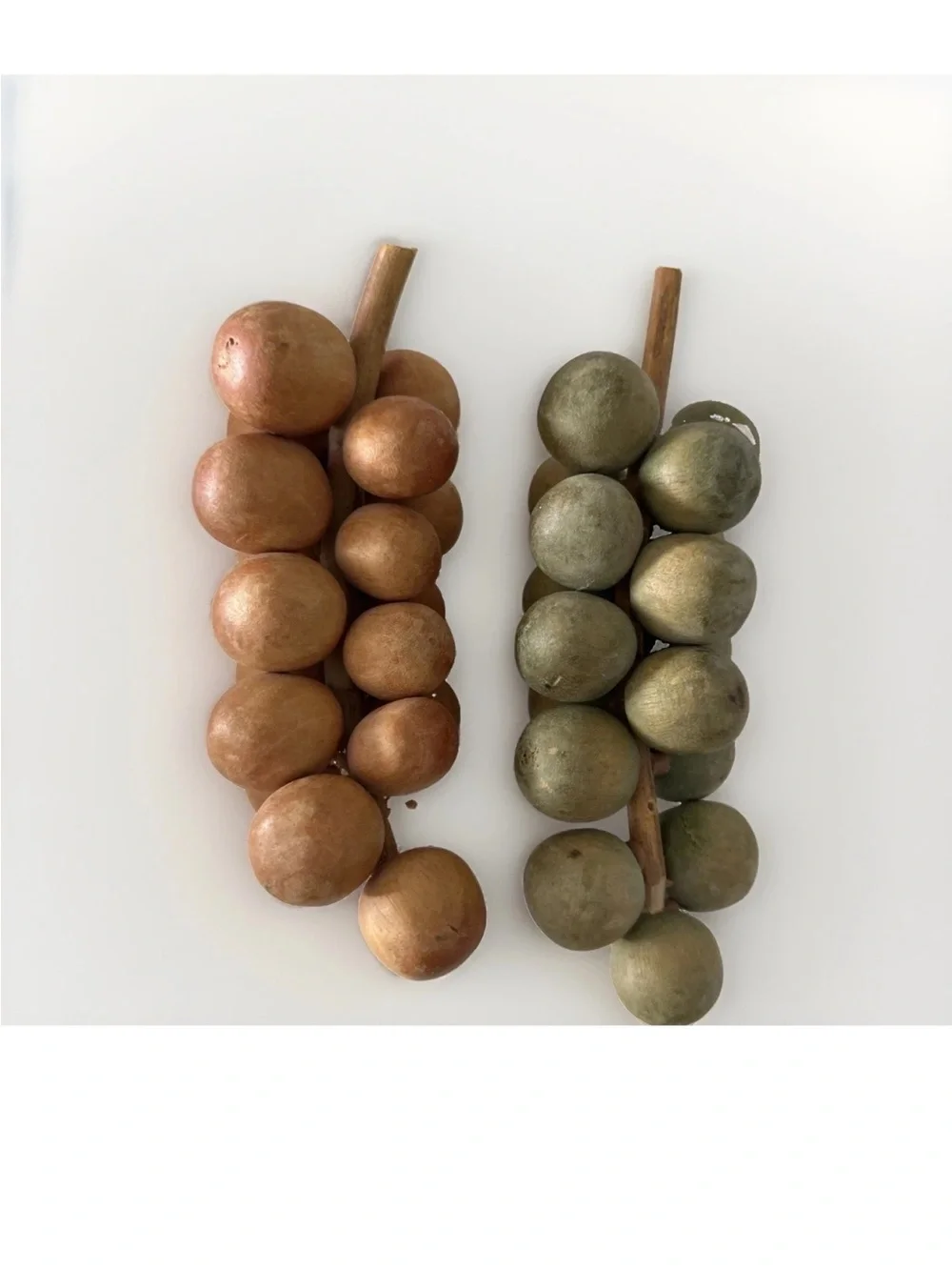 2 Vintage MCM Carved Natural WOOD GRAPE'S Cluster Bunch
